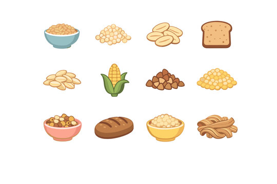 Generation buckwheat brown grains simple image pasta icon wheat rolled loaf vector