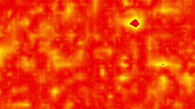 Thermal heat map texture, glowing infrared radiation background, abstract hot temperature scan visualization, fiery red and yellow energy surface