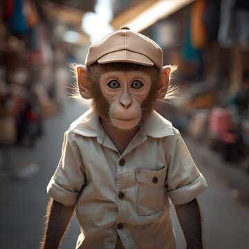 portrait of a monkey in hat