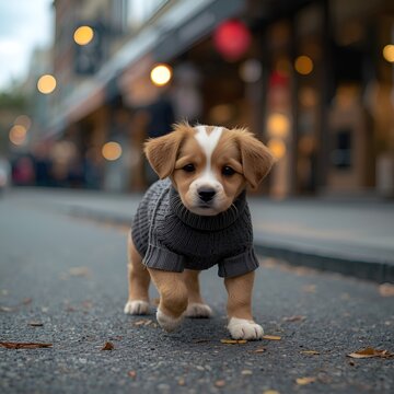 dog pupy  in the city