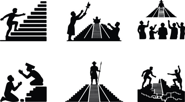 Aztec Pyramid Silhouette Icon Ancient Temple Outline Design