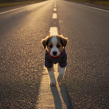 dog  pupy on the road