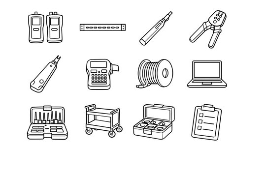 Generation cleaner vector network icon set pen laptop down image simple label