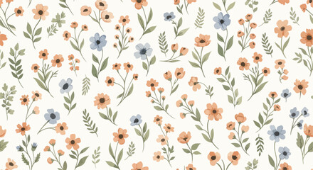 Seamless ditsy floral pattern background in cute cottage flower theme © Atsy