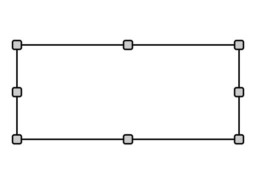 Graphic selection interface with a rectangular bounding box featuring multiple anchor points, PNG image. Illustration with transparent background