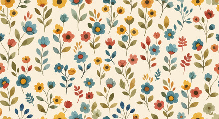 Scandinavian style floral design with simple shapes and muted tones © Atsy
