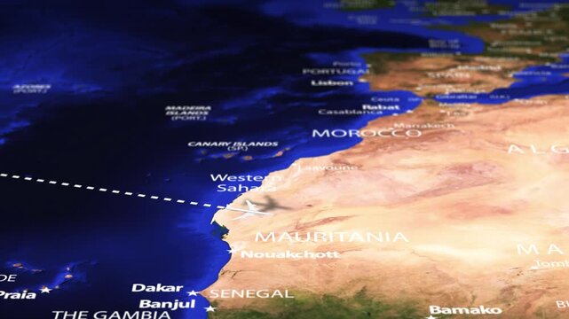 Flight From New York USA to N Djamena CHAD with flag pins