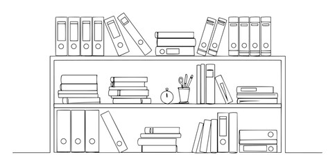 office bookshelf with binders and books vector illustration © Wieslaw