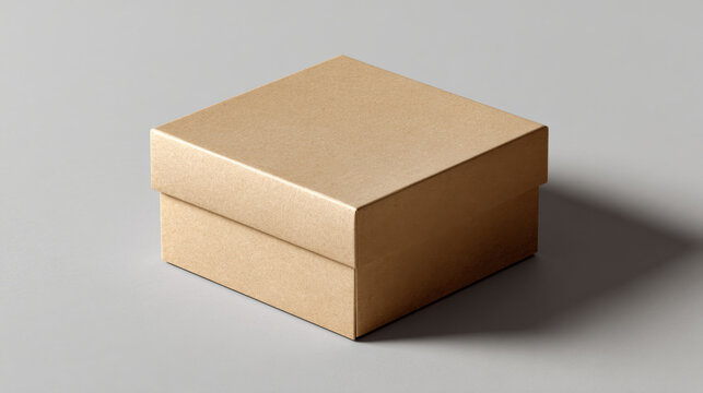 Natural kraft paper packaging box mockup with clean lines, square shape, minimal style