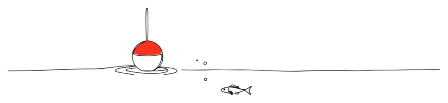 fishing float bobber on water line art