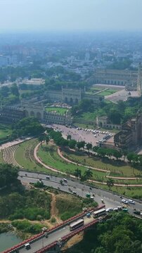 Vertical Aerial View of Bara Imambara Husainabad Lucknow Uttar Pradesh India