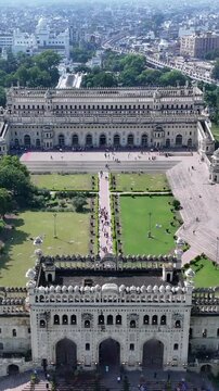 Vertical Aerial View of Bara Imambara Husainabad Lucknow Uttar Pradesh India