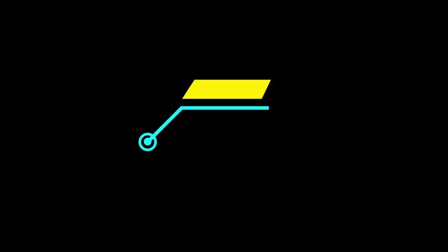 Animation of HUD elements with text Technology icon black background, Callout elements designed for text highlighting and user interface projects.
