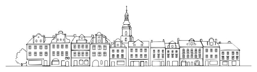 Fototapeta premium poznan poland old market square one continuous line drawing vector