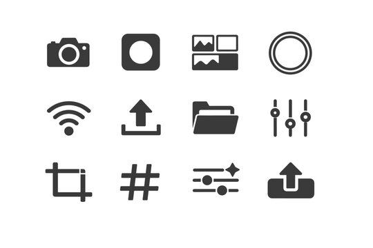 Filter icon vector video crop upload image media simple draft signal live