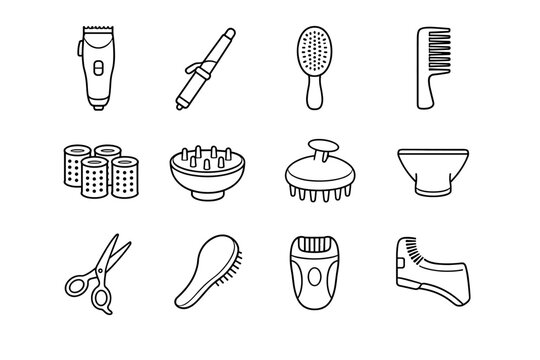 Generation electric image icon roller vector hair dryer tool simple shaping scalp