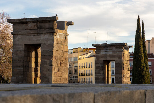 Temple of debod ancient egyptian architecture building in madrid