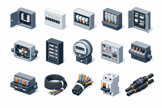 Power icon distribution rack icons vector box main panel home electrical connector