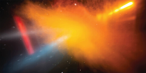 An abstract cosmos background featuring a glowing orange nebula and bright stars creates a mysterious galaxy texture across the infinite universe © TANZUM AKTER