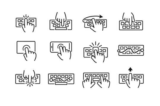 Gesture simple input vector keyboard image typing icon arrows symbol tap generation