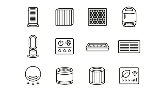 Vector light purifier smart air image screen desktop simple icon generation hepa