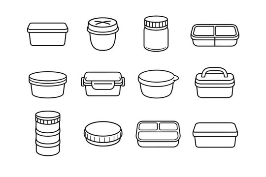 Vector cup tray container clip divided image generation lid snack storage simple
