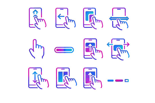 Vector icon gesture indicator screen icons mobile ui navigation swipe home