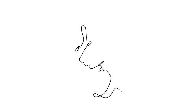 Animated self drawing of continuous line draw of Hand pressing a button   Full length one line animation. 4K