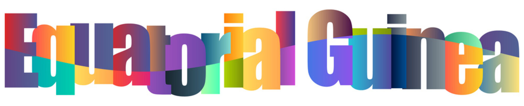Colorful Text Design Showing Name Equatorial Guinea Isolated Style
