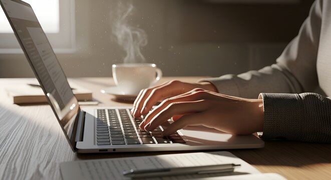 Hands Typing On Laptop Keyboard alternate composition