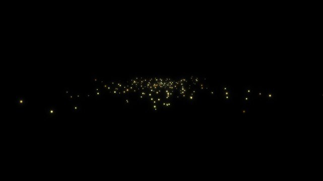  Spinning glow particles on black background