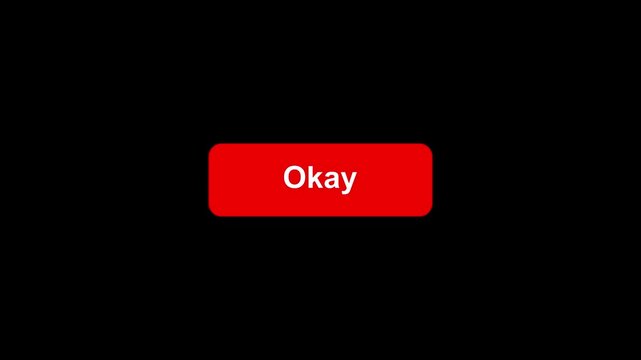 Click on okay button with computer arrow cursor, Button Click or press okay button on transparent background. Perfect for vlog assets. animation template for video editing 4k alpha channel included.