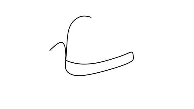 Animated self drawing of continuous line draw of  Elegant Fedora Hat  Full length one line animation. 4K