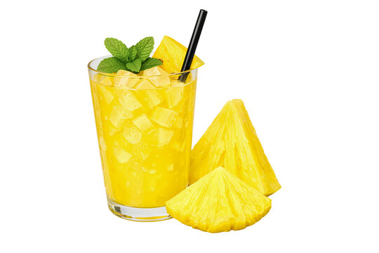 Pineapple juice on transparent background