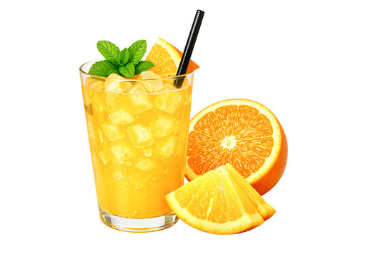 glass of orange juice on transparent background