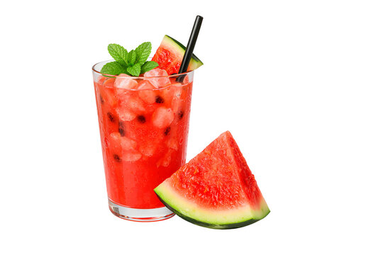 fresh watermelon juice on transparent