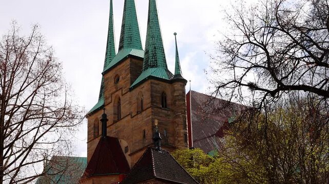 the serveri church of erfurt germany in the sun 4k video