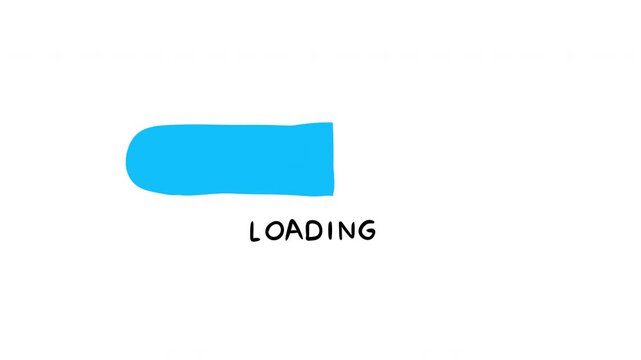 Minimalist hand drawn blue loading bar or progress indicator in playful doodle style. Scribble 2d cartoon animation for game or digital interface.