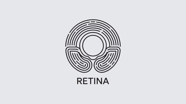 A minimalist logo design featuring a circular pattern with the word 'Retina' written below it