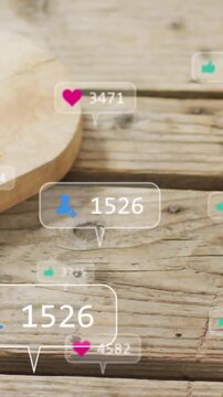 Vertical video: Bubbles piling causing board sliding in, showing rosemary, tomatoes and live counts
