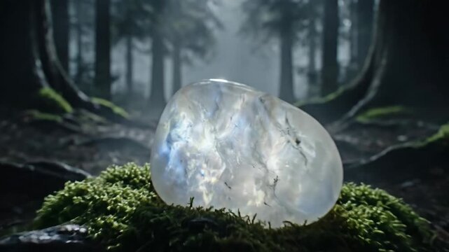 Luminous Moonstone Gemstone in Forest Setting