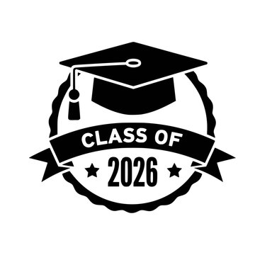 Grad cap silhouette icon. Clipart image isolated on white background