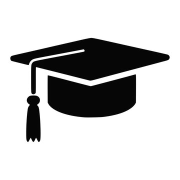 Grad cap silhouette icon. Clipart image isolated on white background