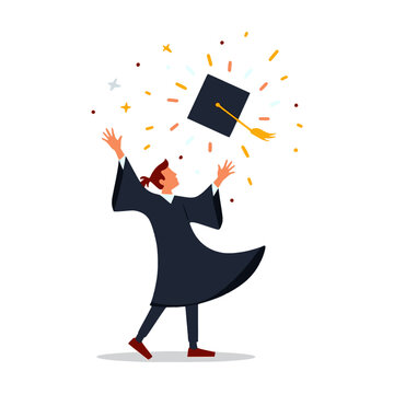 Grad cap silhouette icon. Clipart image isolated on white background