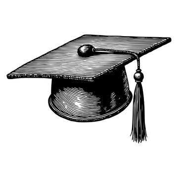 Grad cap silhouette icon. Clipart image isolated on white background