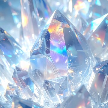 虹色に輝く水晶結晶密集テクスチャ背景