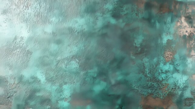 Aged Metallic Verde Tone Coating with Oxidized Copper Pattern and Textured Rust Paint for Decor