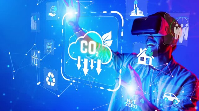Virtual Reality Experience with Focus on Carbon Reduction, Eco-Friendly Innovations, and Green Technology in a Futuristic Environment Sigmoid