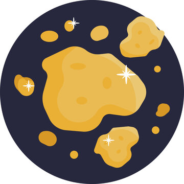 A small, irregularly shaped gold nugget with smooth edges and a metallic shine, symbolizing raw, unrefined wealth extracted directly from the mine.