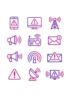 Message envelope icon transmitter vector alert broadcast emer push signal emergency